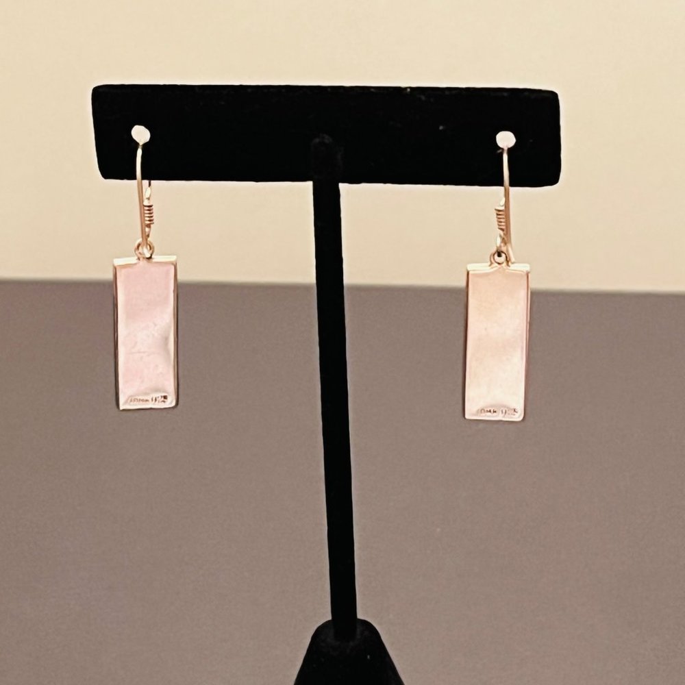 Rectangular Malachite And Sterling Silver Drop Ea… - image 5